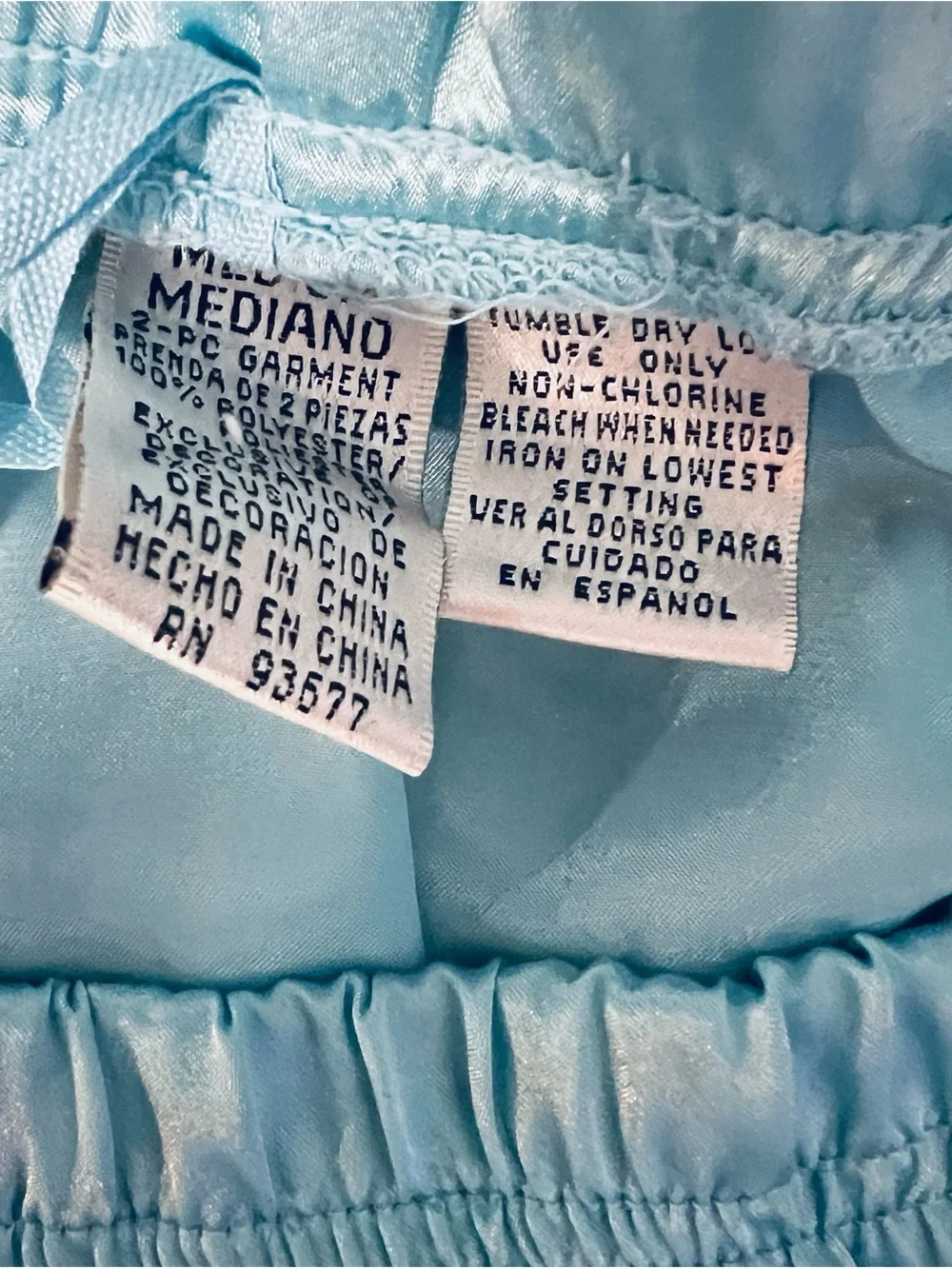 Vintage 90s Delicates Pajama Set Light Blue Shorts and Top